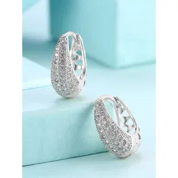 Yellow Chimes Silver Plated Swarovski Crystal Classic Hoop Earrings-picture-37