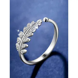 Yellow Chimes Silver-Plated White Crystal-Studded Finger Ring-picture-10