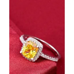 Yellow Chimes Silver-Plated White Crystal-Studded Finger Ring-picture-13