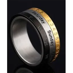 yellow chimes Stainless Steel Revolving Calendar Band Ring-picture-44