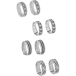 yellow chimes Toe Rings for Women | Traditional Silver Oxidised Toe Rings Set | Bichiya for women Combo | Accessories Jewellery for Women | Birthday Gift for Women Anniversary Gift for Wife-picture-25