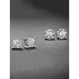 Yellow Chimes White CZ Crystal Stone Studded Magnetic Non Piercing Stud Earring-picture-15