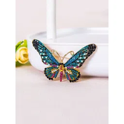 Yellow Chimes Women Blue Butterfly Shaped Brooch-picture-28