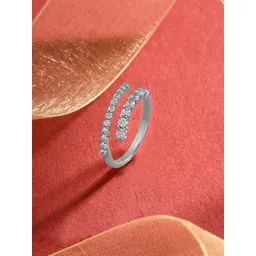 Yellow Chimes Women Crystal Studded Silver Rhodium Plated Finger Rings-picture-30