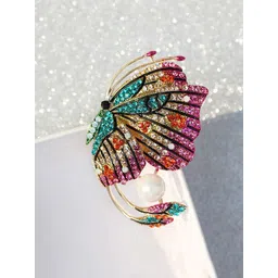 Yellow Chimes Women Multicolour Crystal Butterfly Design Brooch Pin-picture-22