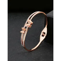 Yellow Chimes Women Rose-Gold Toned & Plated Stainless Steel Butterfly Kada-picture-33