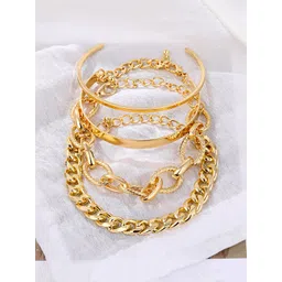 Yellow Chimes Women Set of 4 Gold-Plated Link Bracelet-picture-25