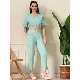 YELLOW PARROT V-Neck Pure Cotton Top With Trouser-picture-16