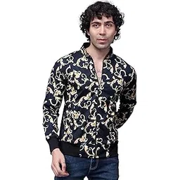 yellow tree Geometric Chains Printed Zip Up Polyester Full Sleeves Shacket/Jacket For Men-picture-26