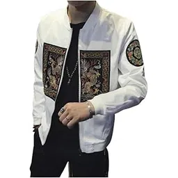 yellow tree Men's Polyester Standard Length Designer White Prince Collar Casual Jacket (Princewhite, XL)-picture-32