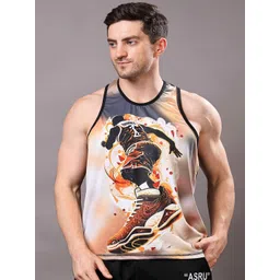 YELLOW TREE Printed Scoop Neck Sleeveless Gym Vests-picture-16