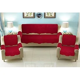 Yellow Weaves Polyester 5 Seater Sofa and Chair Cover Set with 6 Arm Covers - Pack of 12 Pcs (Red, Maroon, Large )-picture-31