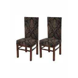 Yellow Weaves 2-Pcs Brown Floral Printed Chair Covers-picture-29