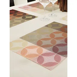 Yellow Weaves 4-pcs Red & Orange Floral Textured Jute Table Placemats-picture-36