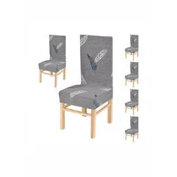 Yellow Weaves 6-Pcs Grey Printed Stretchable Chair Covers-picture-19