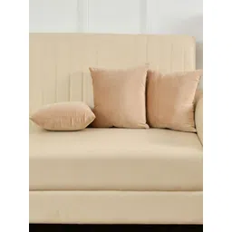 Yellow Weaves Beige 3 Pieces Velvet Square Cushion Covers-picture-36