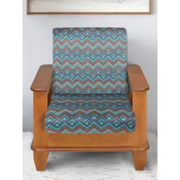 Yellow Weaves Blue & Brown 2 Pieces Printed Velvet 1 Seater Sofa Cover-picture-15