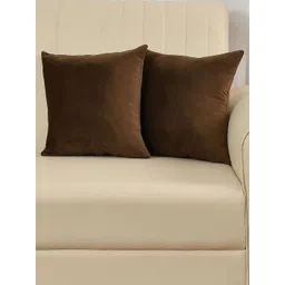 Yellow Weaves Coffee Brown Set of 2 Velvet Square Cushion Covers-picture-25