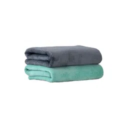 Yellow Weaves Grey & Green 2 Pcs 400 GSM Microfibre Anti-Bacterial & Quick Dry Hand Towels-picture-32