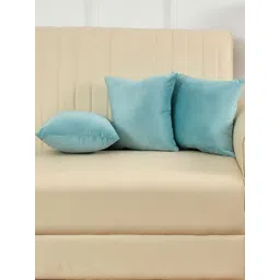 Yellow Weaves Navy Blue 3 Pieces Velvet Square Cushion Covers-picture-39