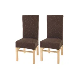 Yellow Weaves Set Of 2 Coffee Brown Self-Design Chair Covers-picture-33
