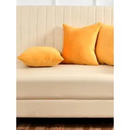 Yellow Weaves Yellow 3 Pieces Velvet Square Cushion Covers-picture-11