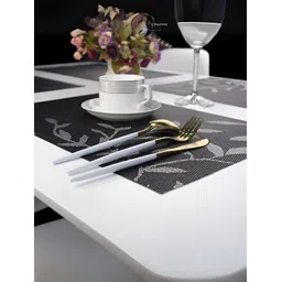 YELONA Black 8 Pieces Floral Printed Anti-Slip Table Placemats-picture-12