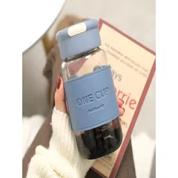 YELONA Blue Single Glass Solid Double Wall Vacuum Water Bottle image 1