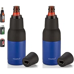 YELONA Frosty Beer Bottle/Can Cooler with Built-in Bottle Opener | Insulated Stainless Steel Cooler for 330ml & 500ml Cans & 330ml Pints | Keep Drinks Ice-Cold | Royal Blue 2 Piece-picture-12