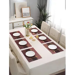 YELONA Peach Coloured & Black 6 Pieces Printed Anti-Slip Table Placemats-picture-13