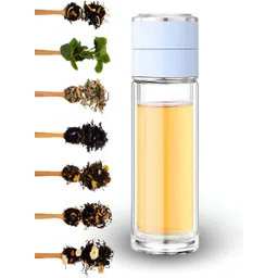 YELONA Transparent & Blue Single Glass Solid Double Wall Vacuum Water Bottle-picture-10