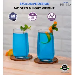 Yera Prima Berlin Zest Designer Tumbler Set of 6, 260 ml Each | Transparent | Hot & Cold Drinks, Juice, Cocktail, Milkshake, Smoothie | Ideal for Home, Party, Restaurant, Gifting | Special Occasions image 5