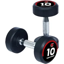 yfit YASH FITNESS 20 Kg Rubber Professional Bouncer Dumbbell Set - Fixed Weight for Home and Gym Training (10KG×2)-picture-11