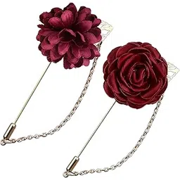 yfxxeea 2pcs Rose Brooch Pin Cloth Flower With Gold Leaf Brooch, Brooch For Men, Rose Flower Lapel Pin Wedding Accessories, Suit Tuxedo Corsage Wedding Party Brooches-picture-11