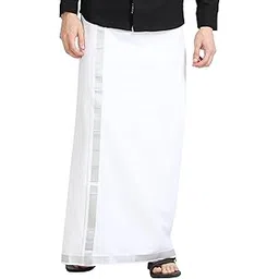 yhwh Elegant White Pure Cotton Dhoti for Men - Traditional Ethnic Wear, 2 MT-picture-38