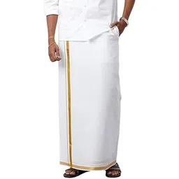 yhwh Velcro pocket dhoti for mens/Jari border Velcro pocket Stitched 100% Pure Cotton Dhoti for Mens - (2.25 Meter)-picture-27