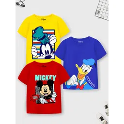 YK Disney Boys Blue 3 Printed Applique T-shirt-picture-52