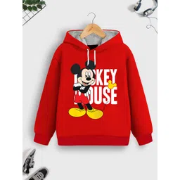 YK Disney Boys Mickey Mouse Humour and Comic Graphic Printed Hooded Pullover Sweatshirt-picture-41