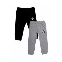 YK Disney Boys Pack of 2 Grey & Black Solid Slim Fit Joggers-picture-26