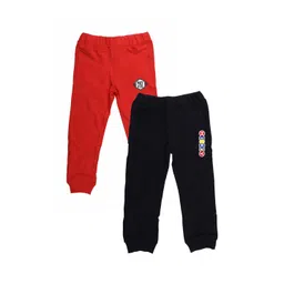 YK Disney Boys Set of 2 Red & Black Solid Slim-Fit Track Pants-picture-10