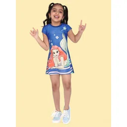 YK Disney Girls Blue & Red Ariel Print A-Line Dress-picture-27