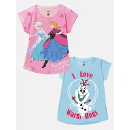 YK Disney Girls Pack Of 2 Graphic Printed Round Neck Top-picture-45