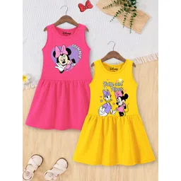 YK Disney Girls Pack Of 2 Graphic Printed Sleeveless Fit & Flare Dress-picture-27