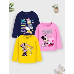 YK Disney Girls Pack Of 3 Minnie Mouse Printed Round Neck T-shirts-picture-45