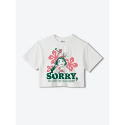 YK Disney Girls Typography Printed Round Neck Cotton Boxy T-shirt-picture-19