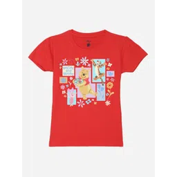YK Disney Girls Winnie The Pooh Printed Round Neck Short Sleeves Cotton Regular T-shirt-picture-44
