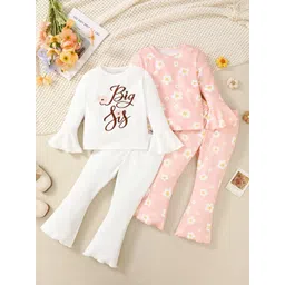 yk Girls Set of 2 Printed T-shirt with Trousers image 2