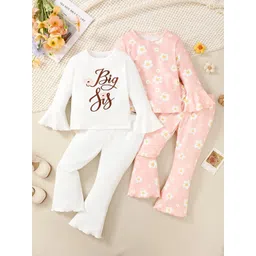 yk Girls Set of 2 Printed T-shirt with Trousers image 1