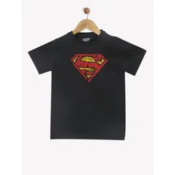 YK Justice League Boys Black Superman Print Pure Cotton T-shirt-picture-36