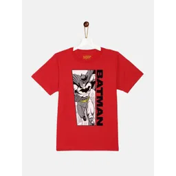 YK Justice League Boys Red & Black Batman Printed Cotton Round Neck T-shirt-picture-38